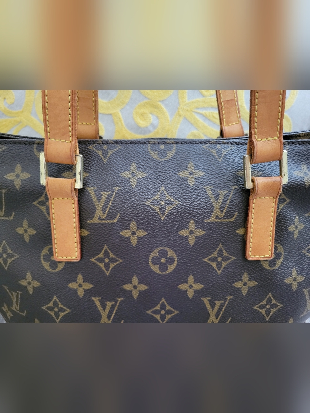 Louis Vuitton Monogram Canvas Brown Tote Bag with Tan Leather Handles - Picture 9 of 15